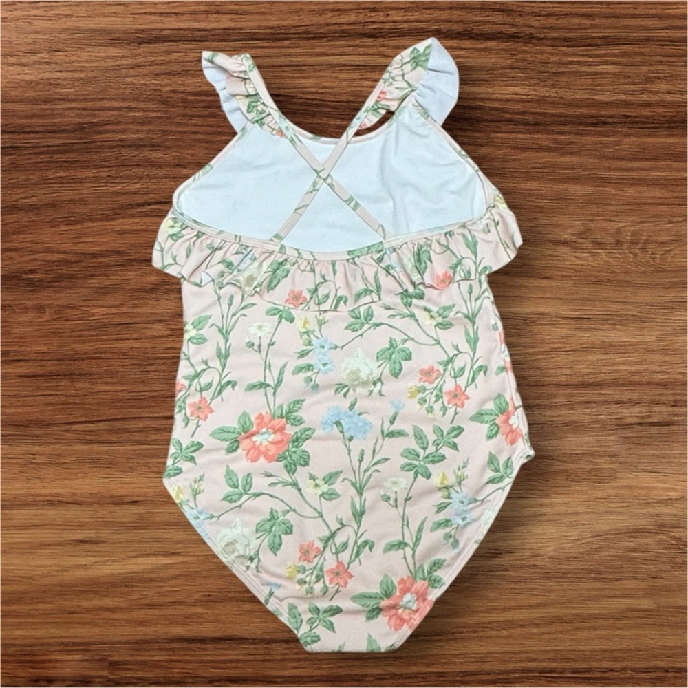 Janie and Jack Ruffle Shoulder Floral One Piece Swimsuit Size 12 NWOT - Picture 3 of 5